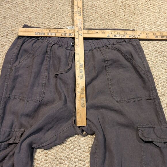 Nicole Miller New York Linen Pants Jogger Womens Medium Gray Cargo Utility - Picture 3 of 7